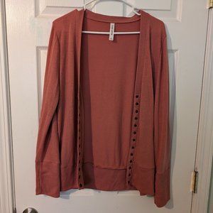 Dusty Pink Snap Button Long Sleeve Cardigan